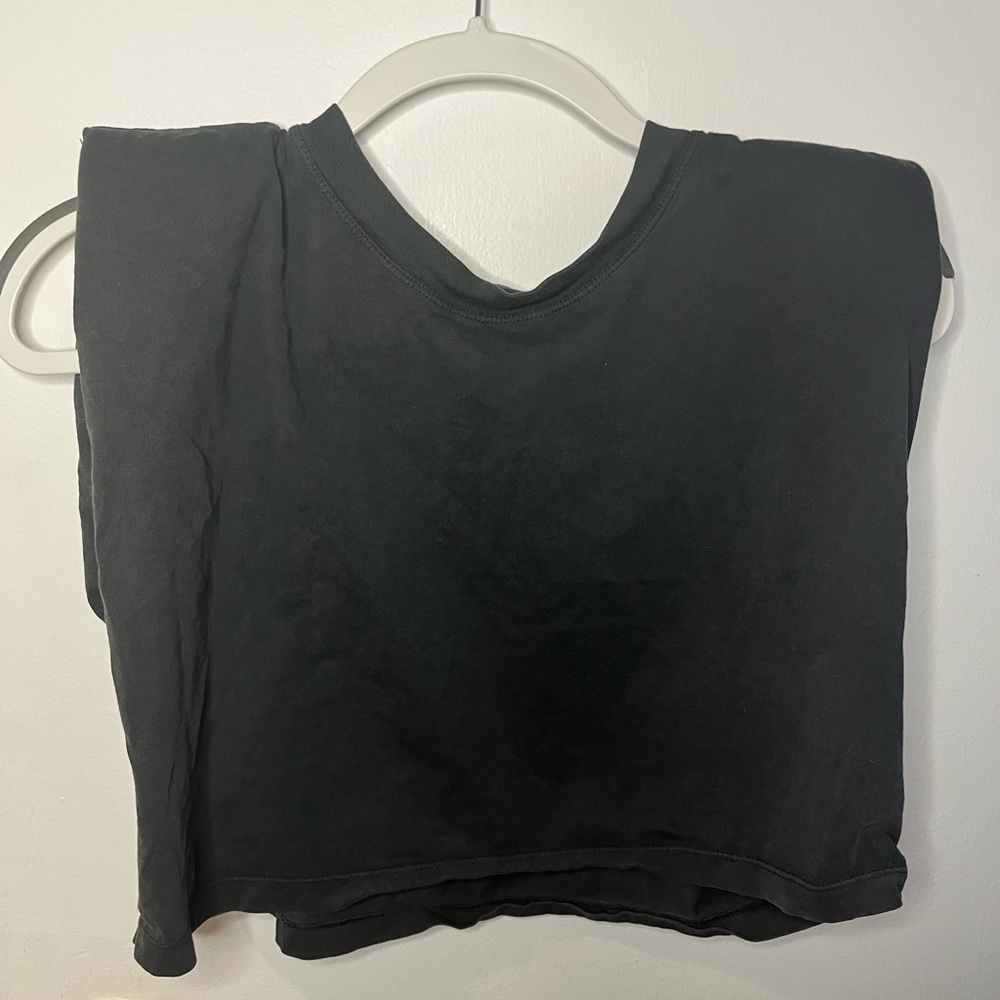 Zara cropped muscle tee with shoulder pads, size M